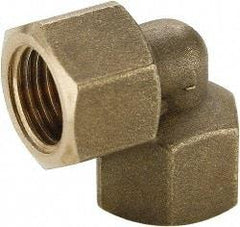 Parker - 1/2 Female Thread, Brass Industrial Pipe 90° Female Elbow - FBSPP, 1,000 psi - USA Tool & Supply