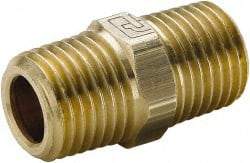 Parker - 3/4 Male Thread, Brass Industrial Pipe Hex Nipple - MBSPT, 1,000 psi - USA Tool & Supply