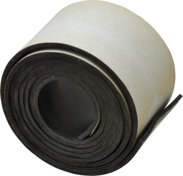 Made in USA - 60" Long, 2" Wide, 0.093" Thick, Buna-N Rubber Foam Sheet - 50 to 60 Durometer, Black, -20 to 180°F, 2,500 psi Tensile Strength, Adhesive Backing, Stock Length - USA Tool & Supply