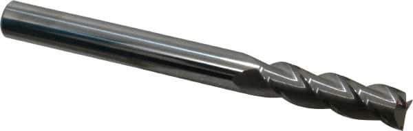 Accupro - 9/16", 2" LOC, 9/16" Shank Diam, 6" OAL, 3 Flute, Solid Carbide Square End Mill - Single End, Uncoated, Spiral Flute, 40° Helix, Centercutting, Right Hand Cut, Right Hand Flute - USA Tool & Supply