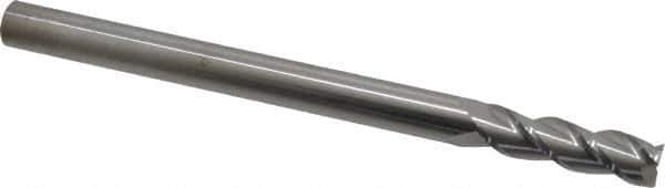 Accupro - 7/16", 1-1/2" LOC, 7/16" Shank Diam, 6" OAL, 3 Flute, Solid Carbide Square End Mill - Single End, Uncoated, Spiral Flute, 40° Helix, Centercutting, Right Hand Cut, Right Hand Flute - USA Tool & Supply