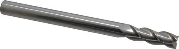 Accupro - 1/2", 1-1/2" LOC, 1/2" Shank Diam, 6" OAL, 3 Flute, Solid Carbide Square End Mill - Single End, Uncoated, Spiral Flute, 40° Helix, Centercutting, Right Hand Cut, Right Hand Flute - USA Tool & Supply