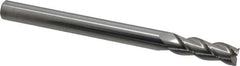 Accupro - 1/2", 1-1/2" LOC, 1/2" Shank Diam, 6" OAL, 3 Flute, Solid Carbide Square End Mill - Single End, Uncoated, Spiral Flute, 40° Helix, Centercutting, Right Hand Cut, Right Hand Flute - USA Tool & Supply