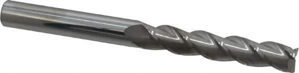 Accupro - 9/16", 3" LOC, 9/16" Shank Diam, 6" OAL, 3 Flute, Solid Carbide Square End Mill - Single End, Uncoated, Spiral Flute, 40° Helix, Centercutting, Right Hand Cut, Right Hand Flute - USA Tool & Supply