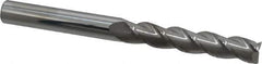 Accupro - 9/16", 3" LOC, 9/16" Shank Diam, 6" OAL, 3 Flute, Solid Carbide Square End Mill - Single End, Uncoated, Spiral Flute, 40° Helix, Centercutting, Right Hand Cut, Right Hand Flute - USA Tool & Supply