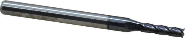 Accupro - 2mm, 8mm LOC, 3mm Shank Diam, 38mm OAL, 4 Flute, Solid Carbide Square End Mill - Single End, AlTiN Finish, Spiral Flute, 30° Helix, Centercutting, Right Hand Cut, Right Hand Flute - USA Tool & Supply