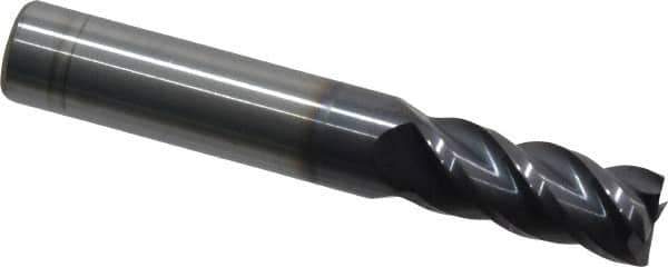 Accupro - 11mm, 25mm LOC, 12mm Shank Diam, 76mm OAL, 4 Flute, Solid Carbide Square End Mill - Single End, AlTiN Finish, Spiral Flute, 40° Helix, Centercutting, Right Hand Cut, Right Hand Flute - USA Tool & Supply