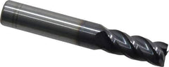 Accupro - 11mm, 25mm LOC, 12mm Shank Diam, 76mm OAL, 4 Flute, Solid Carbide Square End Mill - Single End, AlTiN Finish, Spiral Flute, 40° Helix, Centercutting, Right Hand Cut, Right Hand Flute - USA Tool & Supply