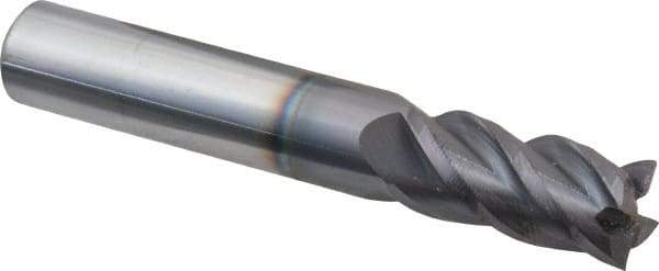 Accupro - 12mm, 25mm LOC, 12mm Shank Diam, 76mm OAL, 4 Flute, Solid Carbide Square End Mill - Single End, AlTiN Finish, Spiral Flute, 40° Helix, Centercutting, Right Hand Cut, Right Hand Flute - USA Tool & Supply
