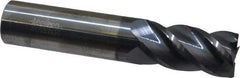Accupro - 20mm, 38mm LOC, 20mm Shank Diam, 92mm OAL, 4 Flute, Solid Carbide Square End Mill - Single End, AlTiN Finish, Spiral Flute, 40° Helix, Centercutting, Right Hand Cut, Right Hand Flute - USA Tool & Supply
