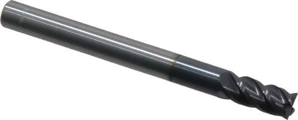 Accupro - 6mm, 12mm LOC, 6mm Shank Diam, 63mm OAL, 4 Flute, Solid Carbide Square End Mill - Single End, AlTiN Finish, Spiral Flute, 40° Helix, Centercutting, Right Hand Cut, Right Hand Flute - USA Tool & Supply