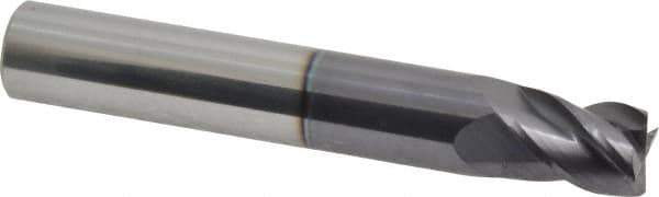 Accupro - 11mm, 14mm LOC, 12mm Shank Diam, 76mm OAL, 4 Flute, Solid Carbide Square End Mill - Single End, AlTiN Finish, Spiral Flute, 40° Helix, Centercutting, Right Hand Cut, Right Hand Flute - USA Tool & Supply