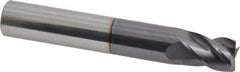 Accupro - 11mm, 14mm LOC, 12mm Shank Diam, 76mm OAL, 4 Flute, Solid Carbide Square End Mill - Single End, AlTiN Finish, Spiral Flute, 40° Helix, Centercutting, Right Hand Cut, Right Hand Flute - USA Tool & Supply