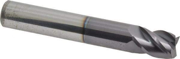 Accupro - 12mm, 16mm LOC, 12mm Shank Diam, 76mm OAL, 4 Flute, Solid Carbide Square End Mill - Single End, AlTiN Finish, Spiral Flute, 40° Helix, Centercutting, Right Hand Cut, Right Hand Flute - USA Tool & Supply