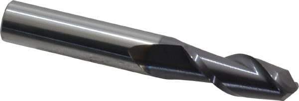 Accupro - 10mm Diam, 25mm LOC, 2 Flute Solid Carbide Ball End Mill - AlTiN Finish, Single End, 70mm OAL, 10mm Shank Diam, Spiral Flute - USA Tool & Supply