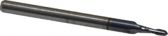 Accupro - 1.5mm Diam, 3mm LOC, 2 Flute Solid Carbide Ball End Mill - AlTiN Finish, Single End, 38mm OAL, 3mm Shank Diam, Spiral Flute - USA Tool & Supply
