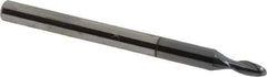 Accupro - 2mm Diam, 4mm LOC, 2 Flute Solid Carbide Ball End Mill - AlTiN Finish, Single End, 38mm OAL, 3mm Shank Diam, Spiral Flute - USA Tool & Supply