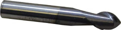 Accupro - 12mm Diam, 16mm LOC, 2 Flute Solid Carbide Ball End Mill - AlTiN Finish, Single End, 76mm OAL, 12mm Shank Diam, Spiral Flute - USA Tool & Supply