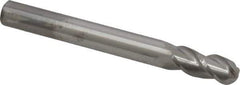 Accupro - 7/16" Diam, 1" LOC, 3 Flute Solid Carbide Ball End Mill - Uncoated, Single End, 4" OAL, 7/16" Shank Diam, Spiral Flute - USA Tool & Supply