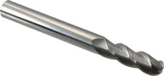 Accupro - 5/8" Diam, 2" LOC, 3 Flute Solid Carbide Ball End Mill - Uncoated, Single End, 6" OAL, 5/8" Shank Diam, Spiral Flute - USA Tool & Supply