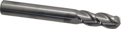 Accupro - 3/4" Diam, 2" LOC, 3 Flute Solid Carbide Ball End Mill - Uncoated, Single End, 6" OAL, 3/4" Shank Diam, Spiral Flute - USA Tool & Supply