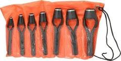 Value Collection - 7 Piece, 3/16 to 15/16", Arch Punch Set - Comes in Vinyl Roll - USA Tool & Supply