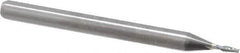 Kyocera - 0.04", 0.12" LOC, 1/8" Shank Diam, 1-1/2" OAL, 2 Flute, Solid Carbide Square End Mill - Single End, Uncoated, Spiral Flute, 30° Helix, Centercutting, Right Hand Cut, Right Hand Flute, Series 1610 - USA Tool & Supply