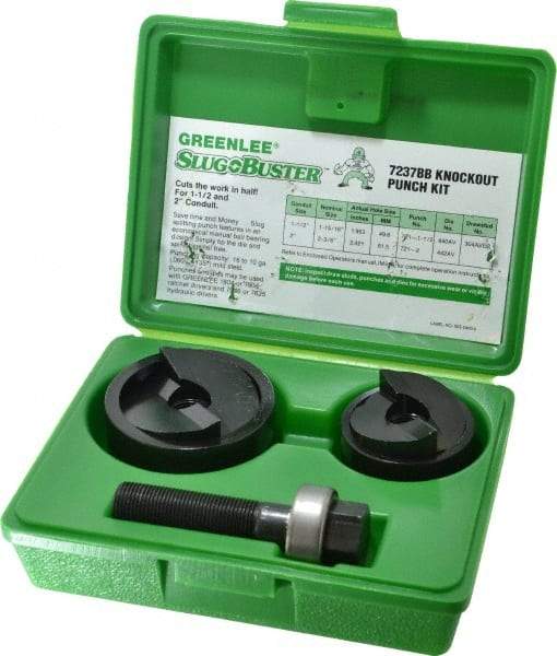 Greenlee - 6 Piece, 2" Punch Hole Diam, Manual Knockout Set - Round Punch, 10 Gage Mild Steel - USA Tool & Supply