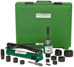 Greenlee - 17 Piece, 2" Punch Hole Diam, Hydraulic Knockout Set - Round Punch, 10 Gage Mild Steel - USA Tool & Supply