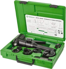 Greenlee - 9 Piece, 2" Punch Hole Diam, Hydraulic Punch Driver Kit - Round Punch, 10 Gage Mild Steel - USA Tool & Supply