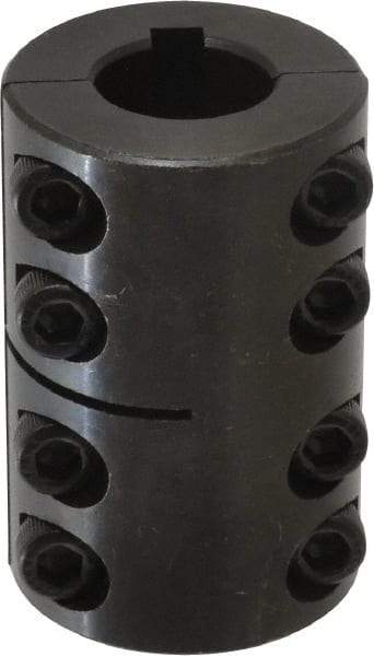 Climax Metal Products - 20mm Inside x 42mm Outside Diam, Metric Two Piece Clamping Rigid Coupling with Keyway - 65mm Long x 6mm Keyway Width x 2.8mm Keyway Depth - USA Tool & Supply