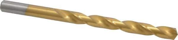 Chicago-Latrobe - Letter Q 135° Cobalt Jobber Drill - TiN Finish, Right Hand Cut, Spiral Flute, Straight Shank, 4-3/4" OAL, Split Point - USA Tool & Supply