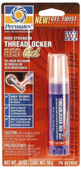 Permatex - 10 Gal Tube, Red, High Strength Gel Threadlocker - Series 270, 24 hr Full Cure Time, Hand Tool, Heat Removal - USA Tool & Supply