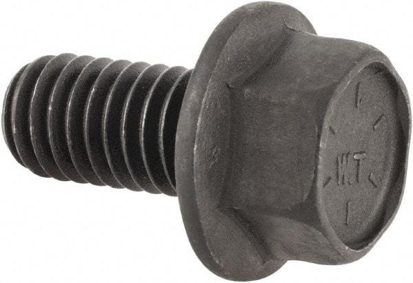 Value Collection - 3/8-16 UNC, 3/4" Length Under Head, Hex Drive Flange Bolt - 3/4" Thread Length, Grade 8 Alloy Steel, Smooth Flange, Phosphate & Oil Finish - USA Tool & Supply