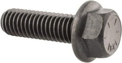 Value Collection - 3/8-16 UNC, 1-1/4" Length Under Head, Hex Drive Flange Bolt - 1-1/4" Thread Length, Grade 8 Alloy Steel, Smooth Flange, Phosphate & Oil Finish - USA Tool & Supply