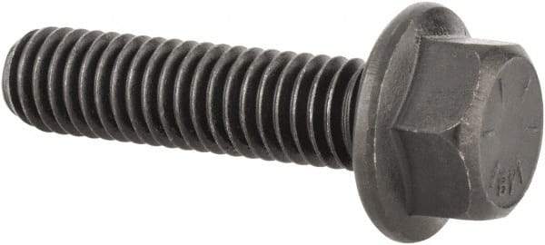 Value Collection - 3/8-16 UNC, 1-1/2" Length Under Head, Hex Drive Flange Bolt - 1-1/2" Thread Length, Grade 8 Alloy Steel, Smooth Flange, Phosphate & Oil Finish - USA Tool & Supply