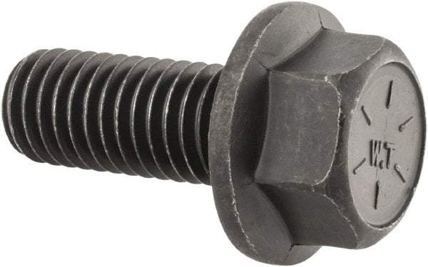 Value Collection - 1/2-13 UNC, 1-1/4" Length Under Head, Hex Drive Flange Bolt - 1-1/4" Thread Length, Grade 8 Alloy Steel, Smooth Flange, Phosphate & Oil Finish - USA Tool & Supply