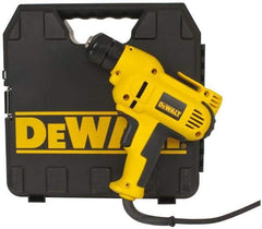 DeWALT - 3/8" Keyless Chuck, 2,500 RPM, Pistol Grip Handle Electric Drill - 8 Amps, Reversible, Includes Kit Box - USA Tool & Supply