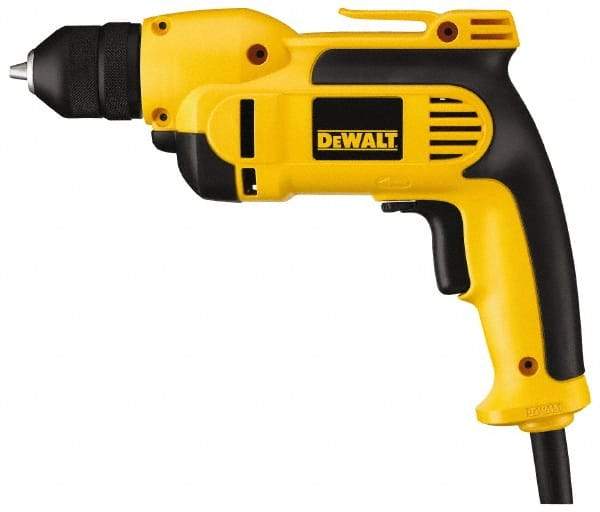 DeWALT - 3/8" Keyless Chuck, 2,500 RPM, Pistol Grip Handle Electric Drill - 8 Amps, Reversible - USA Tool & Supply