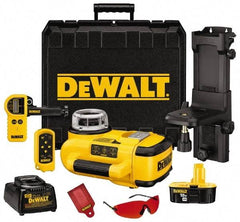 DeWALT - 200' (Interior) & 2,000' (Exterior) Measuring Range, 1/8" at 100' & 3mm at 31m Accuracy, Self-Leveling Rotary Laser with Detector - ±5° Self Leveling Range, 60, 250 & 600 RPM, 1 Beam, 18 Volt XRP Battery Included - USA Tool & Supply