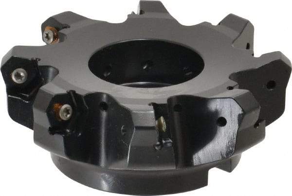Kennametal - 4" Cut Diam, 1-1/4" Arbor Hole, 4.51mm Max Depth of Cut, 45° Indexable Chamfer & Angle Face Mill - 8 Inserts, HNGJ 535-GD Insert, Right Hand Cut, 8 Flutes, Through Coolant, Series KSHR - USA Tool & Supply