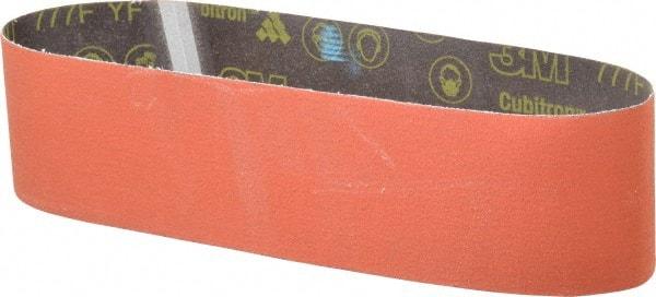 3M - 4" Wide x 36" OAL, 80 Grit, Ceramic Abrasive Belt - Ceramic, Medium, Coated, YF Weighted Cloth Backing, Wet/Dry, Series 777F - USA Tool & Supply