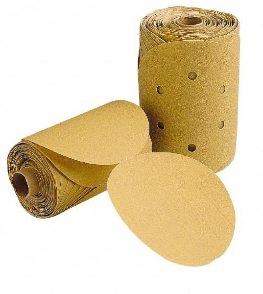 3M - 6" Diam, 150 Grit FEPA, Aluminum Oxide Adhesive PSA Disc - Very Fine Grade, Gold, F Weighted Backing, Flexible, Use with Random Orbital Sanders - USA Tool & Supply
