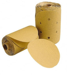 3M - 8" Diam, 100 Grit FEPA, Aluminum Oxide Adhesive PSA Disc - Fine Grade, Gold, F Weighted Backing, Flexible, Use with Random Orbital Sanders - USA Tool & Supply