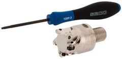Seco - 1-1/4" Cut Diam, 0.03" Max Depth, M16 Modular Connection Indexable High-Feed End Mill - Screw Holding Method, LP.. 06 Insert, R217.21 Toolholder, Through Coolant - USA Tool & Supply