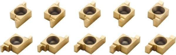 Seco - 1019, 10115, 10135, 10165, 1021510ER, 10NR FG Grade CP500, 1.15, 1.35, 1.65, 1.9 & 2.15mm Cutting Width Carbide Grooving Insert - 1.15, 1.35, 1.65, 1.9 & 2.15mm Max Depth of Cut, Right Hand, TiAlN/TiN Finish - USA Tool & Supply