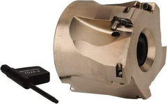 Seco - 5 Inserts, 2" Cut Diam, 3/4" Arbor Diam, 0.354" Max Depth of Cut, Indexable Square-Shoulder Face Mill - 0° Lead Angle, 1.575" High, XO.X 10T3.. Insert Compatibility, Through Coolant, Series Turbo 10 - USA Tool & Supply