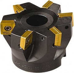 Seco - 6 Inserts, 63mm Cut Diam, 22mm Arbor Diam, 11mm Max Depth of Cut, Indexable Square-Shoulder Face Mill - 90° Lead Angle, 40mm High, SONX 1205 Insert Compatibility, Series Midi Square - USA Tool & Supply