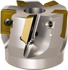 Seco - 6 Inserts, 63mm Cut Diam, 27mm Arbor Diam, 20mm Max Depth of Cut, Indexable Square-Shoulder Face Mill - 50mm High, ABEX 26.. Insert Compatibility, Through Coolant - USA Tool & Supply