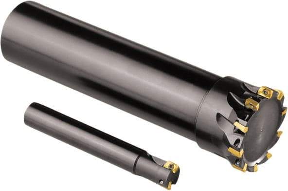 Seco - 12mm Cut Diam, 5mm Max Depth of Cut, 12mm Shank Diam, 80mm OAL, Indexable Square Shoulder End Mill - XO.. 0602 Inserts, Cylindrical Shank, 90° Lead Angle, Through Coolant, Series Nano Turbo - USA Tool & Supply
